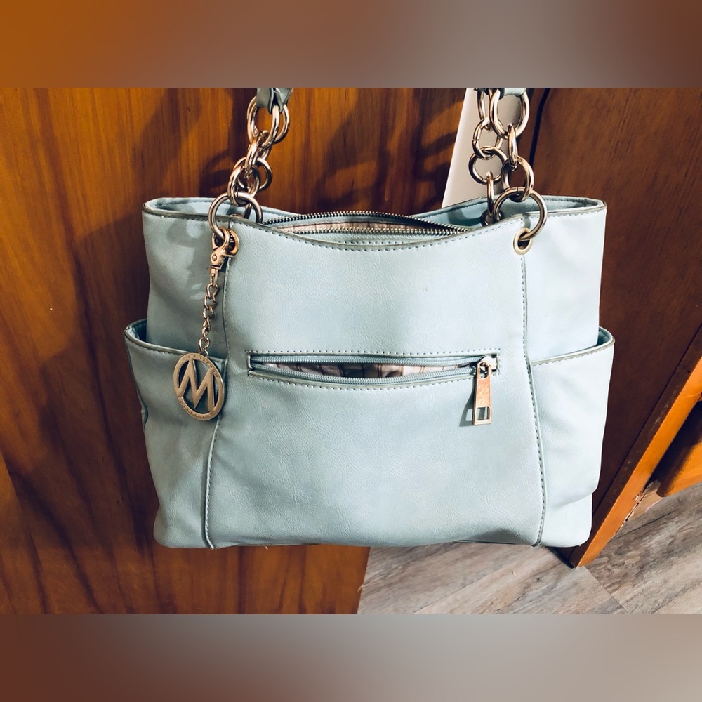 Michael Kors Light Blue Shoulder Bag with Chain Handles